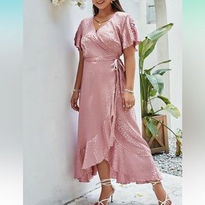 Pink Leopard Print Maxi Wrap Dress